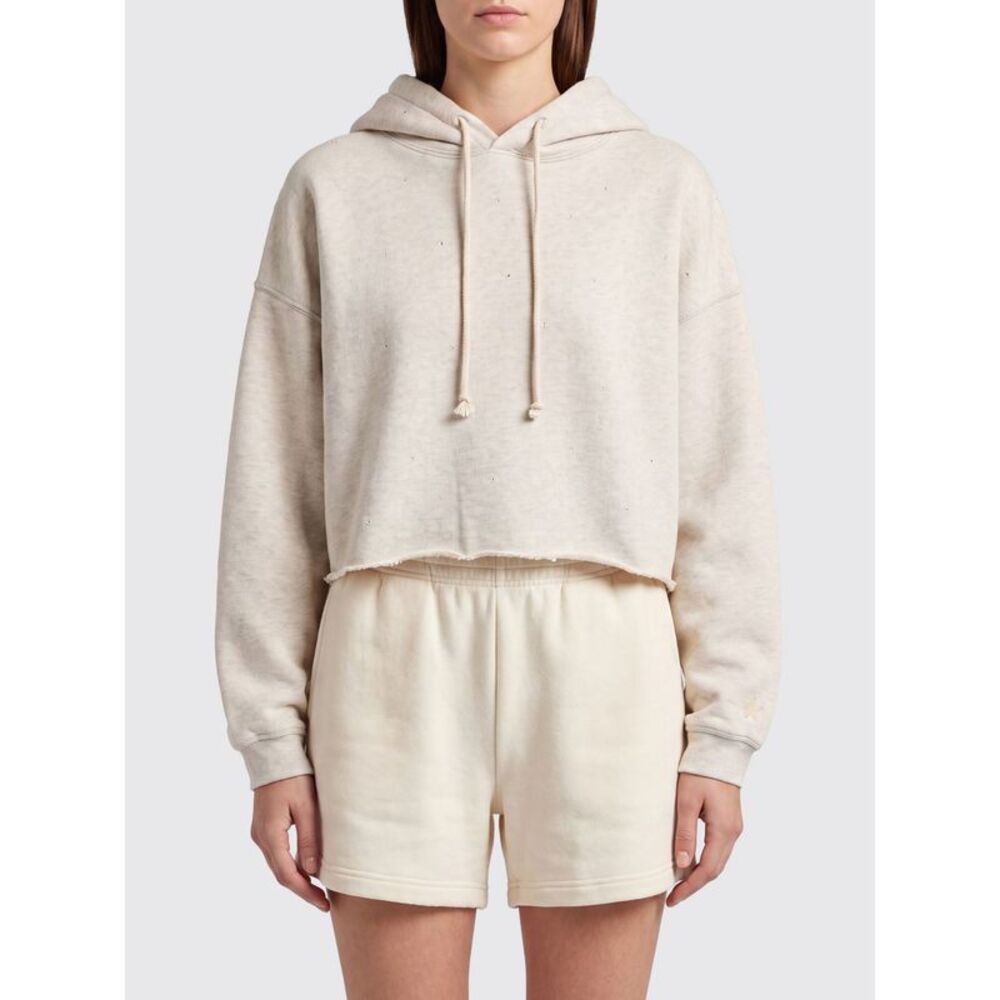 Golden Goose Women Cropped Cotton Hoodie Golden Goose With Dropped Shoulders